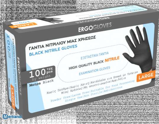 Crne nitrilne rukavice, veličine S-XL - Izvrsna kvaliteta - savršeno pristajanje - visoka izdržljivost