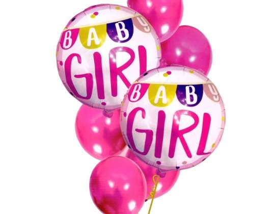 Baloni za deklico za dojenčko rojstni dan 7 kosov. 30-46cm