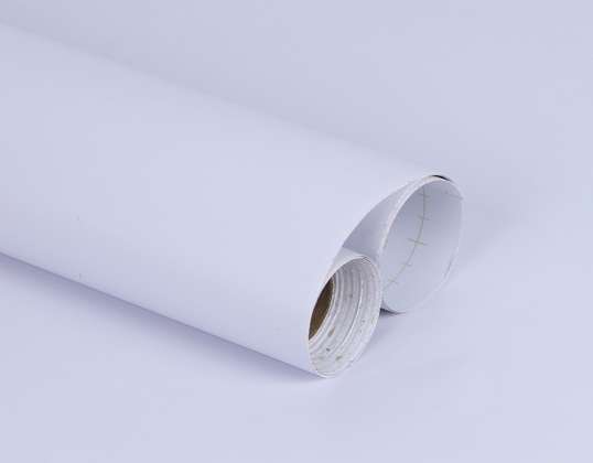 Rouleau de film papier peint autocollant en placage vinyle blanc 1 22x50m