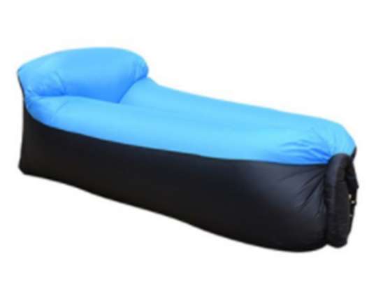 SOFA materac łóżko leżak na powietrze czarno niebieski 185x70cm
