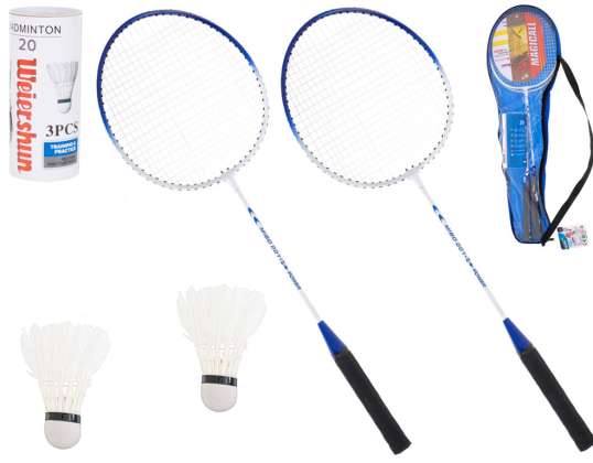 Rackets, rackets, badmintonrackets, shuttleset met hoes