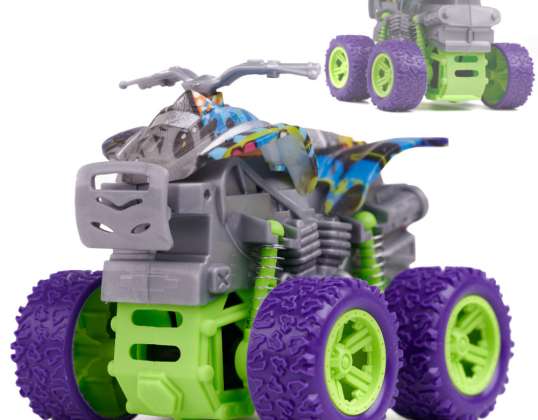 Monster Truck off-road vehicle with quad drive green-purple 1:36