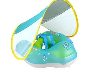 Бебешки плувен пръстен надуваема надуваема лодка със седалка с козирка L Blue Max 11kg 6 30months