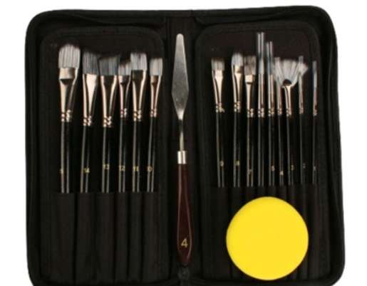 Painting Brushes Artistic in Case Sponge Spatula 17 Pieces