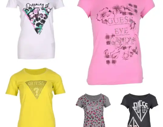 GUESS WOMEN T-SHIRTS: Large Range of Models, Colors. All T-shirts are New with Labels. Sizes XS - L. We have over 700 special offers. (W96)
