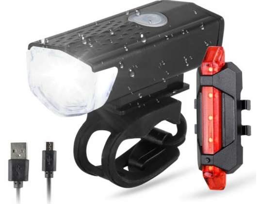LED velosipēda gaismas komplekts aizmugurējais priekšējais USB