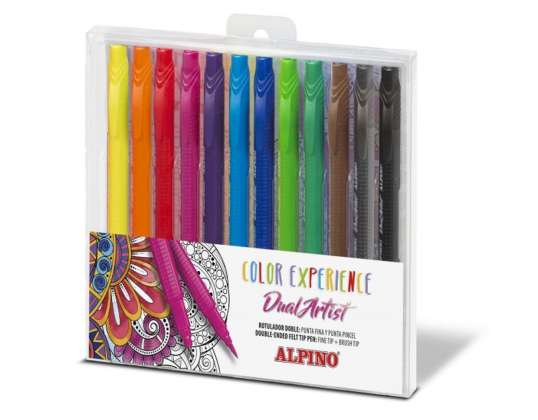 ALPINO Triangular double-sided felt-tip pens 12 colours