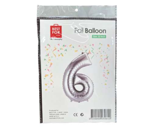 Silver Foil Balloon No 6 (32')