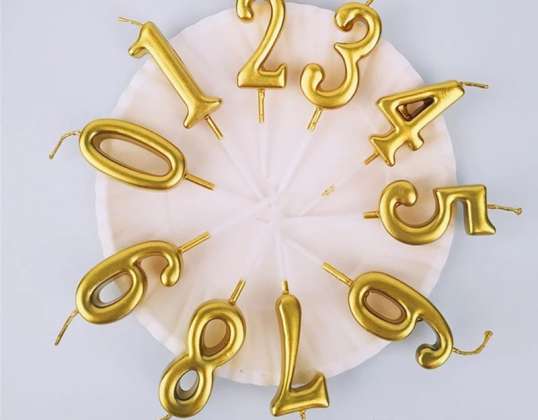 Dzimšanas dienas sveces zelta numurs 2 3x10x1.5cm