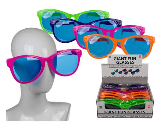 Giant plastic fun glasses with coloured lenses, ca. 25 cm