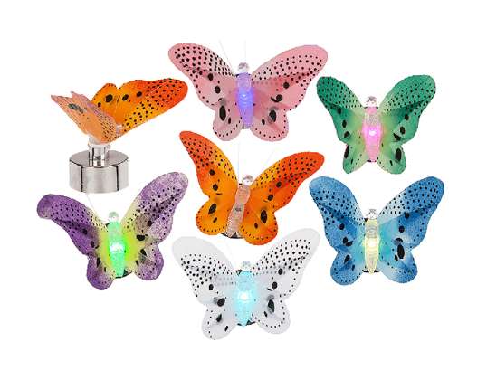 Metal tealight with  colour changing LED incl., battery, butterfly, ca. 8 x 4 cm