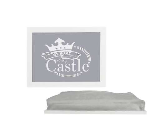 Cushion Lap Tray, Mijn huis is mijn kasteel, ca. 41 x 28 cm