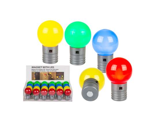 Plastic-Magnet, Coloured Ball, with LED, ca. 4,5 cm (incl. batterie) 4 colours ass.
