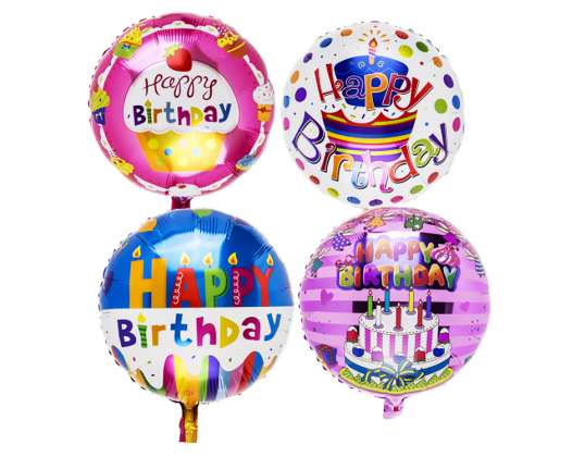 Folijas balons, daudz laimes dzimšanas dienā, 45 cm