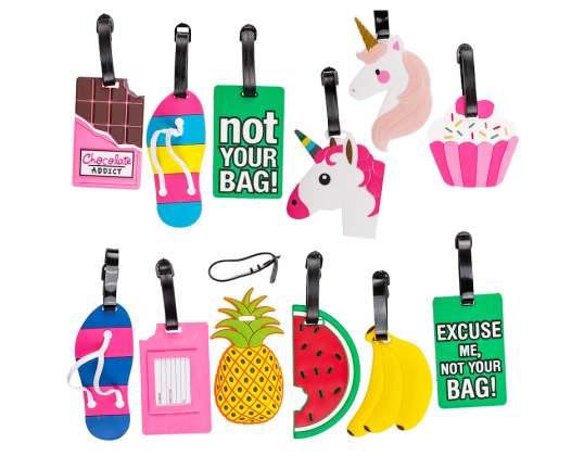 Plastic luggage tags, Fancy Collection, ca 11 x 9cm