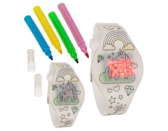 Children watch, unicorn, with 4 pens for painting