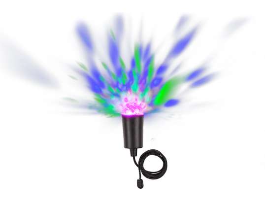Černá disko závěsná lampa s LED diodou měnící barvu cca 11,5 cm, plastová, pro 3 mikrobaterie (AAA)