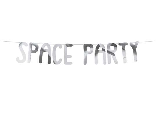 Banner Space - Space Party, stříbrná, 13x96cm
