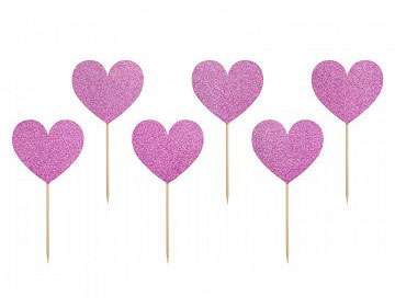 Toppers decorativos para cupcakes Sweet Love - Pink Hearts