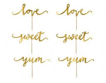 Διακοσμητικό Cupcake toppers Love, χρυσό, 13cm