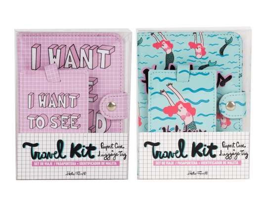 Helio Ferretti Set Passport Holder + Id Travel Mermaid And Pink Notebook