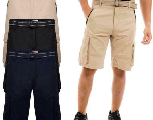 Mens Cargo Shorts Combat Multi Pocket Elasticated Waist Plain Shorts