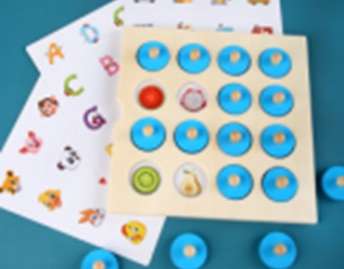 Επιτραπέζιο παιχνίδι Memory Montessori, ξύλινο σετ παζλ, 4 κάρτες