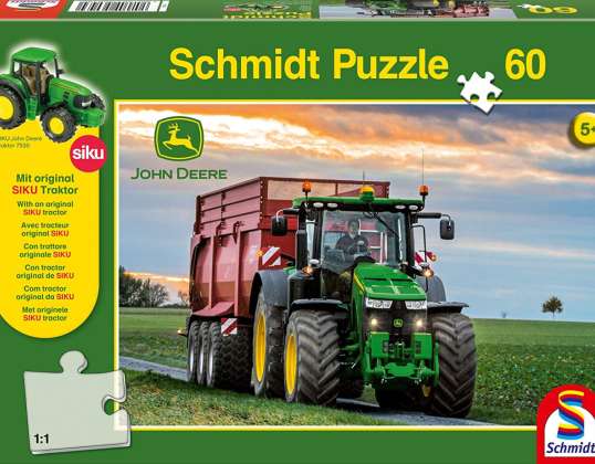 John Deere - traktor 8370R, 60 dílků, s přídavným (traktor SIKU) puzzle