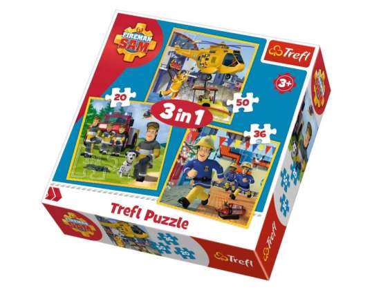 Puzzle - Fireman Sam 3en1 20-50 pièces 