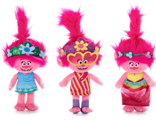 Trolls World Tour - Figure di peluche "Papavero", 3 volte assortite, 30cm