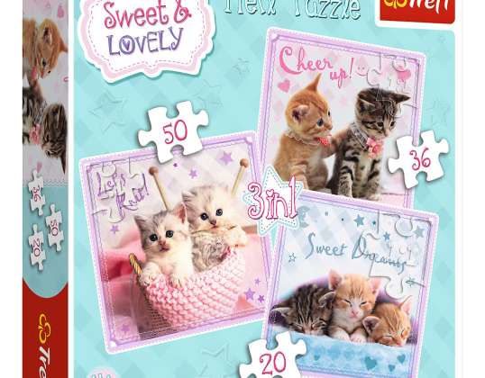 Puzzle - Cute Cats 3in1 20-40 pezzi