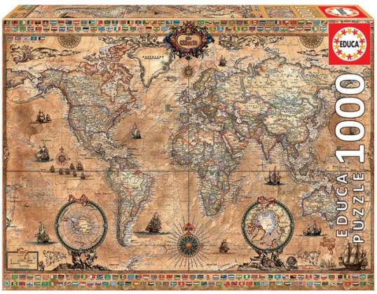 Educa Puzzle 9215159 - Antique World Map - 1000 pieces puzzle