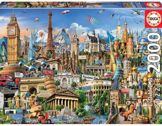 Educa Puzzle 9217697   Europe Landmarks   2000 Teile Puzzle