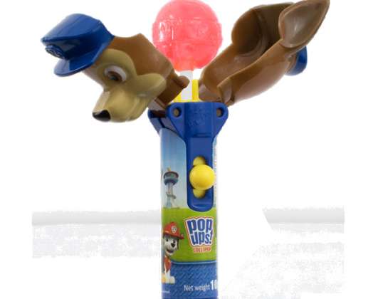 Paw Patrol Pop Up Lolly's with strawberry flavor in the display 12 pieces