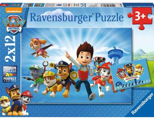 Ravensburger 07586 - Ryder y la Patrulla Canina, Puzzle 2x12 piezas