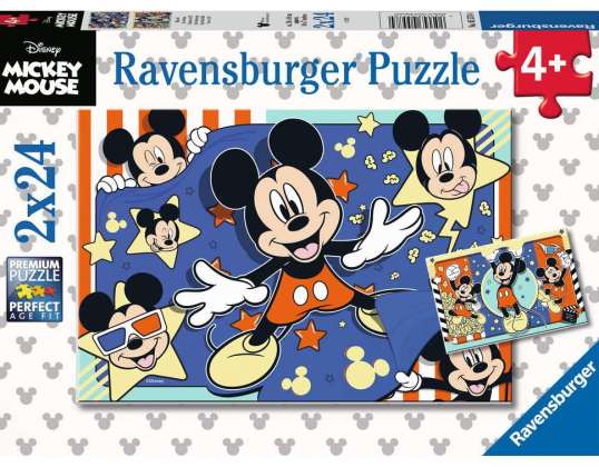 Ravensburger 05578 - Disney Mickey Mouse - ¡Empieza a filmar! - Puzzle - 2x24 piezas