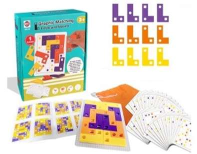 Joc de logica, puzzle, blocuri Tetris, puzzle, carti, 42 piese.