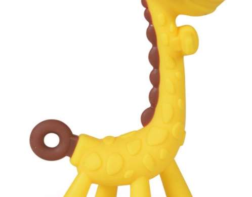 Yellow giraffe silicone teether
