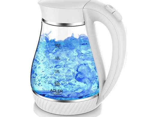 Adler AD 1274 1,7 L Wasserkocher aus Glas WHITE