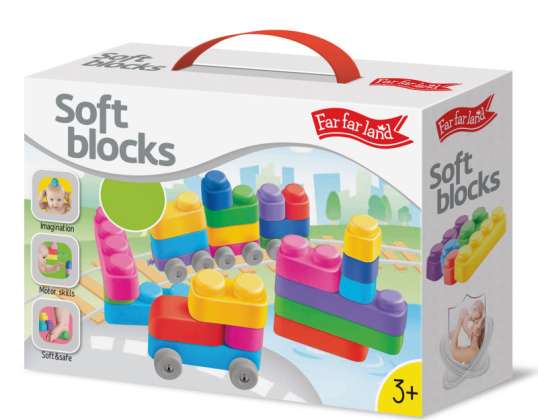 Soft Blocks Plus Wheels (25 stk + 16 hjul). Pædagogisk legetøj 3+