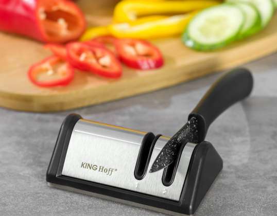 Эффективная точилка для кухонных ножей KingHoff KH-1115 с двухступенчатой заточкой и нескользящим основанием