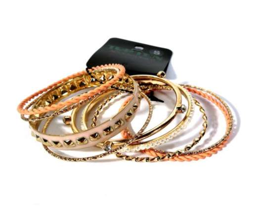 9 armbanden als set, goud/wit, nieuw met label, retail minimaal € 3,99