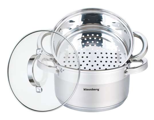 Klausberg KB-7135 Steam Pot Set - 3-Piece Stainless Steel Cookware, Ø18cm