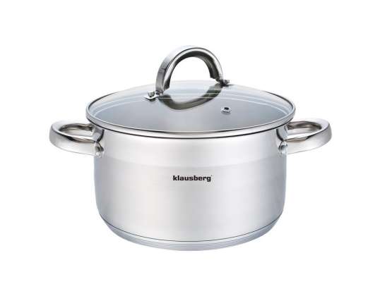 Klausberg Stainless Steel Casserole with Lid - 3.5L Capacity, 20cm Diameter, Induction Compatible