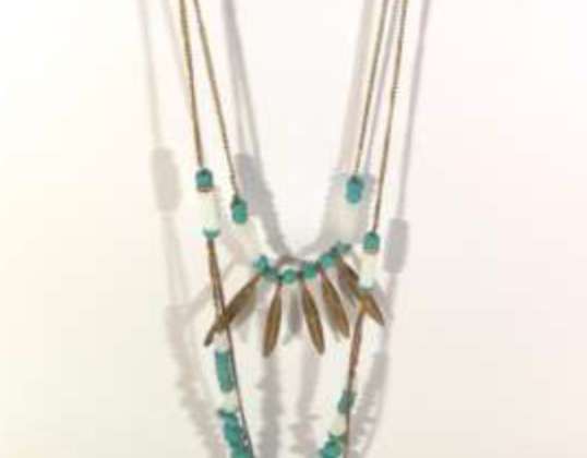 Necklace, € 0,19, gold/turquoise, new, with label, retail minimum € 4