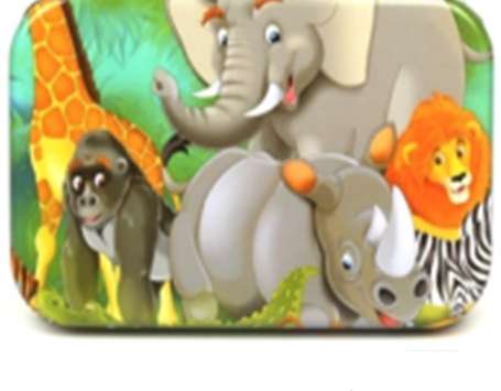 Pohádkové puzzle pro děti v džungli plechovka 60 dílků