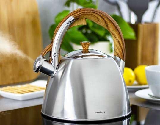 Klausberg KB-7193 Stainless Steel Whistling Kettle 3L - High-Quality, Boil Indication, Compatible with All Heating Sources