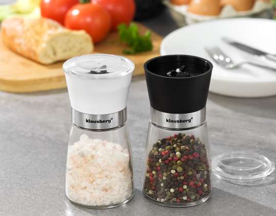 Klausberg KB-7257 Salt &amp; Pepper Mill Set: High-Capacity, Adjustable Ceramic Grinder