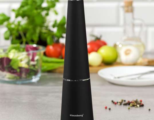 Klausberg KB-7343 Electric Pepper Mill: Robust Motor, Adjustable Coarseness, Rubber Coated