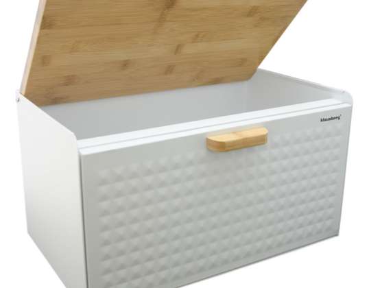 Caja de pan de acero y bambú blanco Klausberg KB-7427 - Solución de almacenamiento higiénico para panaderías